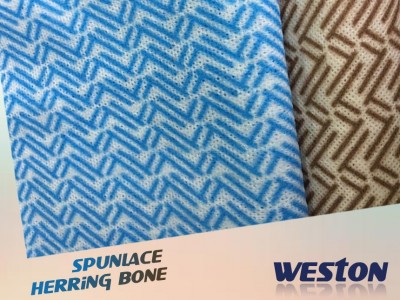 HACCP standard Food Safe Herring Bones Printed Spunlace Nonwovens Restaurant wipes